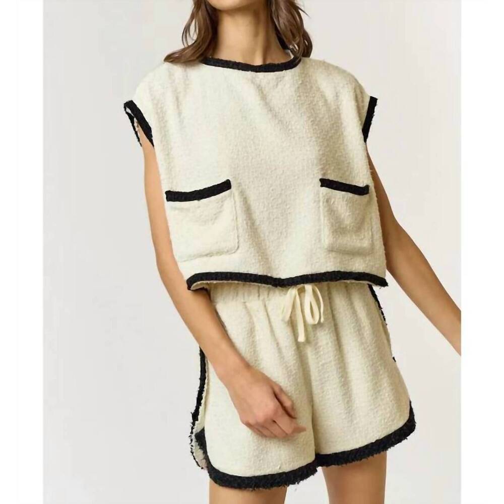 NEW LALAVON perfect combo tweed top and short set in cream